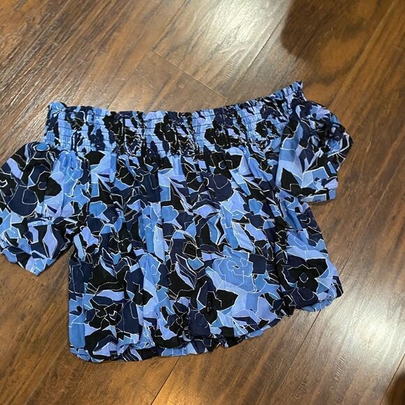 Free People Technicolor Blue Bubble Top Dark Combo Small - Picture 7 of 9